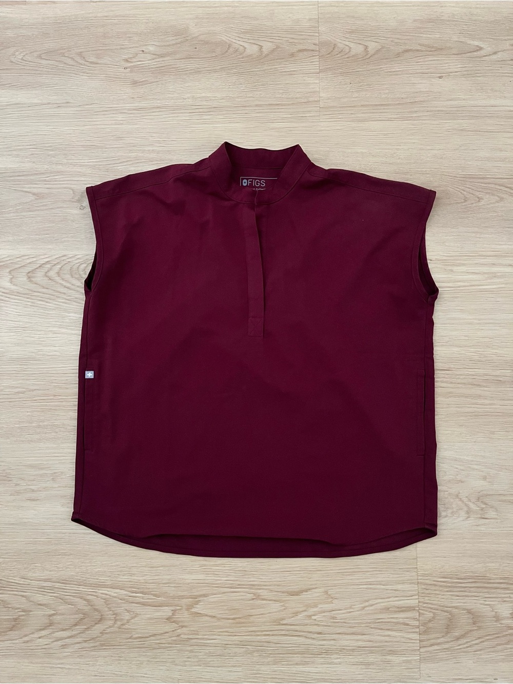 FIGS Women's Short Sleeve Rafaela Scrub Top in Burgundy